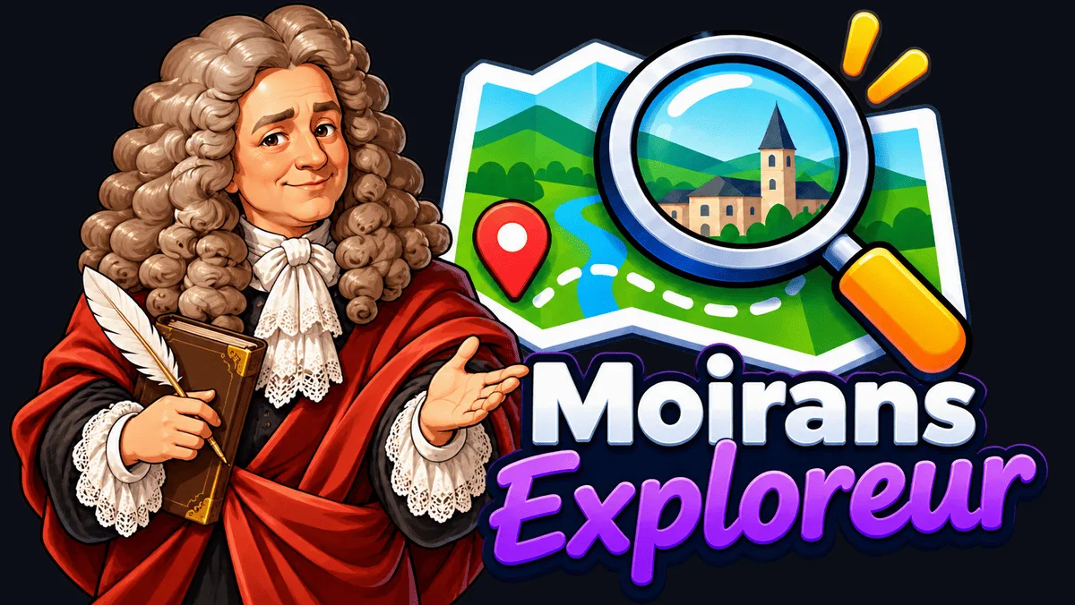 Bannière Moirans Exploreur avec Claude Pâris et une carte au trésor